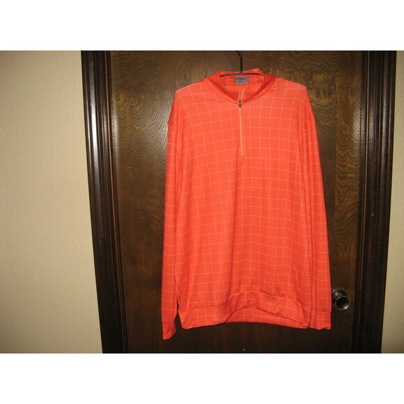 Mens Fennec Orange Geometric Pattern Oklahoma Stare OSU 1/4 Zip Casual Shirt XL - Picture 1 of 4